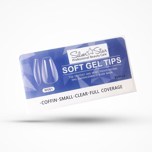 Silver Star Gel Tips 550PC Coffin Transparent Recouvrement Complet S W061