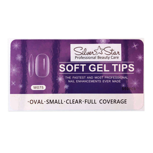 Silver Star Gel Tips 550PC Ovale Transparent Couverture Complète S W075