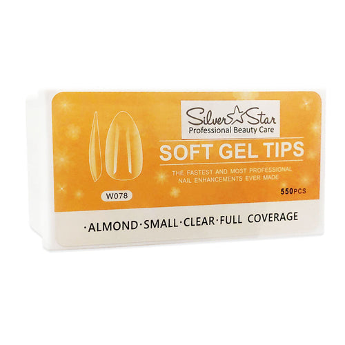 Silver Star Gel Tips 550PC Almond Clear Full Coverage S W078