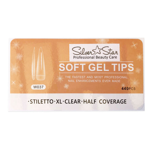 Silver Star GelTips 440 pièces Stiletto Transparent CouvertureSemi-complète XL W037