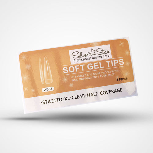 Silver Star GelTips 440 pièces Stiletto Transparent CouvertureSemi-complète XL W037
