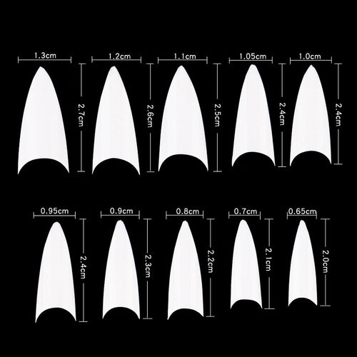Cre8tion Capsules Ongles 500 pcs 03 Naturel Stiletto Court 15134
