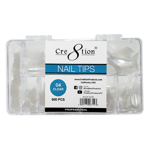 Cre8tion Nail Tips 600pcs 04 Clear Short Amande 15135