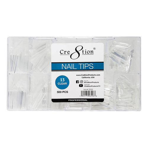 Cre8tion capsules ongles 500 pièces 13 transparent extra longues droites 15207