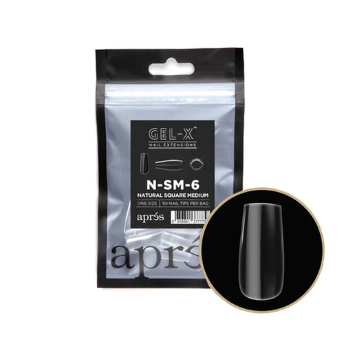 Apres Gel-X Embouts Individuels Carrés Naturels Moyens 50 PIÈCES NSM6