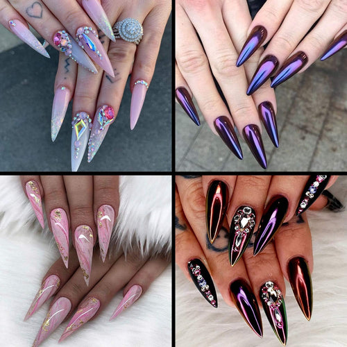 USN Clear Stiletto Tips Taille 0-10 En Boîte 540 Tips 01311
