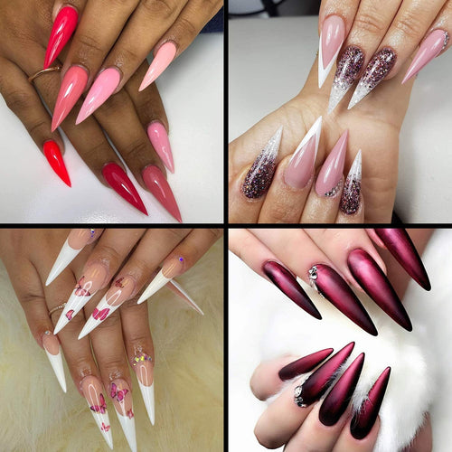 USN Clear Stiletto Tips Taille 0-10 En Boîte 540 Tips 01311