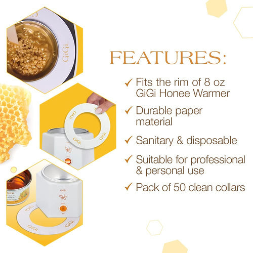 Gigi Clean Collars 50 pièces. Conçues pour les chauffe-cires 8 oz 08000