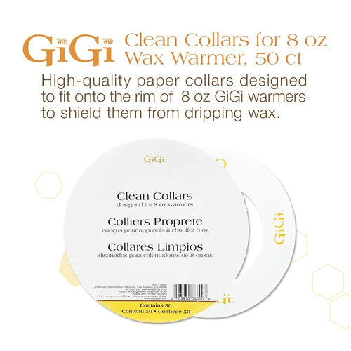 Gigi Clean Collars 50 pièces. Conçues pour les chauffe-cires 8 oz 08000
