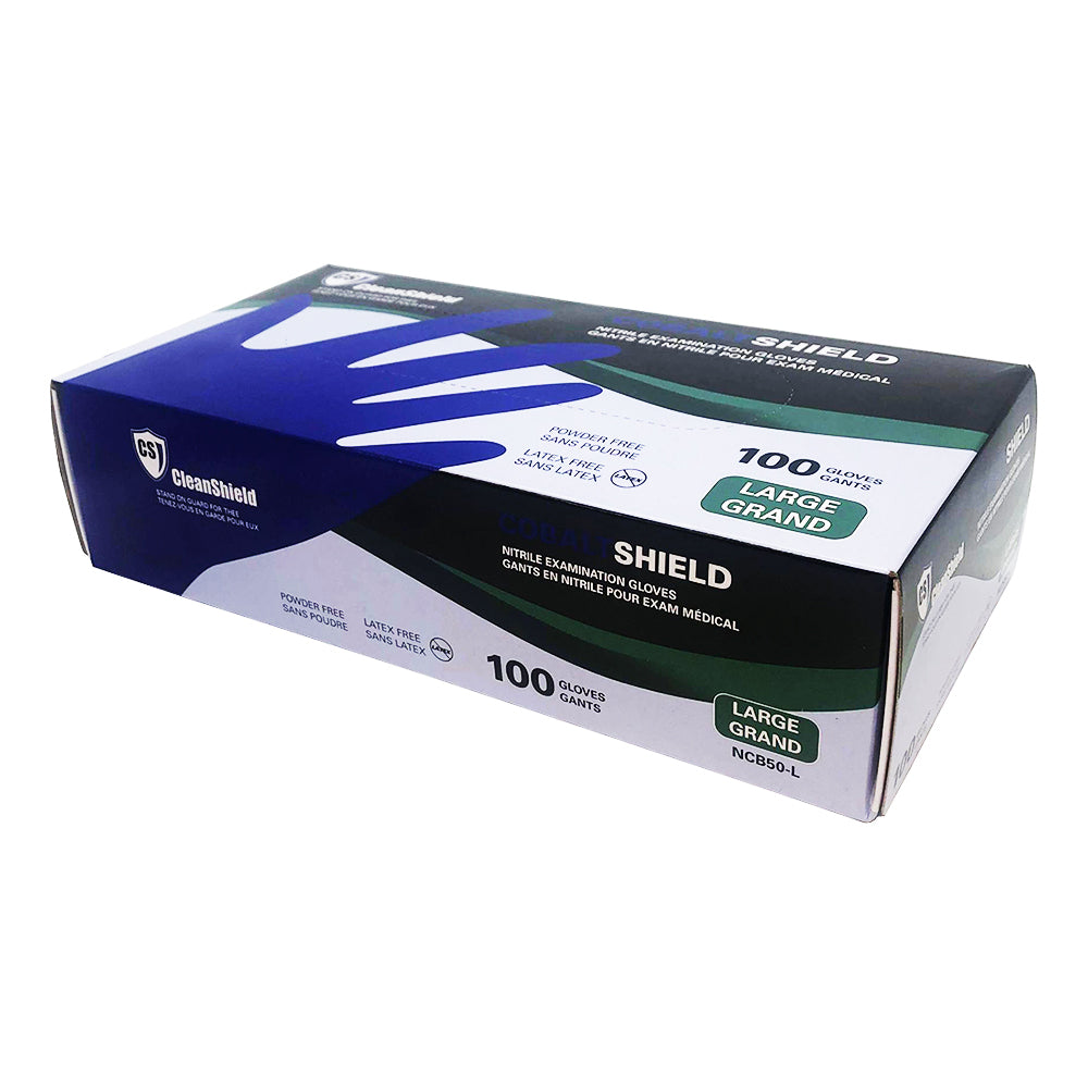 Gants d'examen en nitrile CleanShield bleus, 100 unités, grande taille 130CB/73280